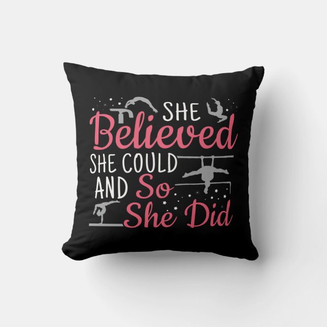 Women's Gymnastics - She Believed She Could Throw Pillow (Front)
