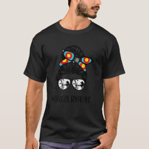 Womens Hair Bun Archery Aunt Life Messy Bun Hair G T-Shirt