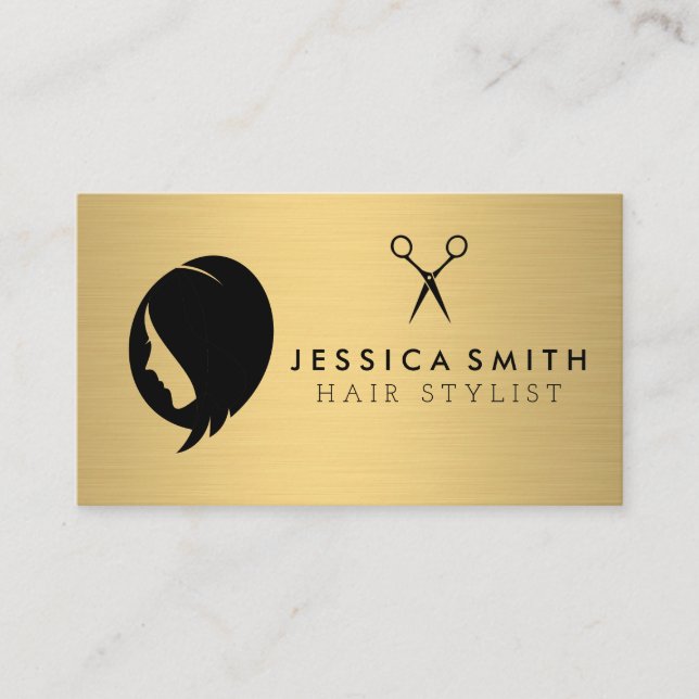 Womens Hair | Metallic Gold | Shears Salon Business Card (Front)