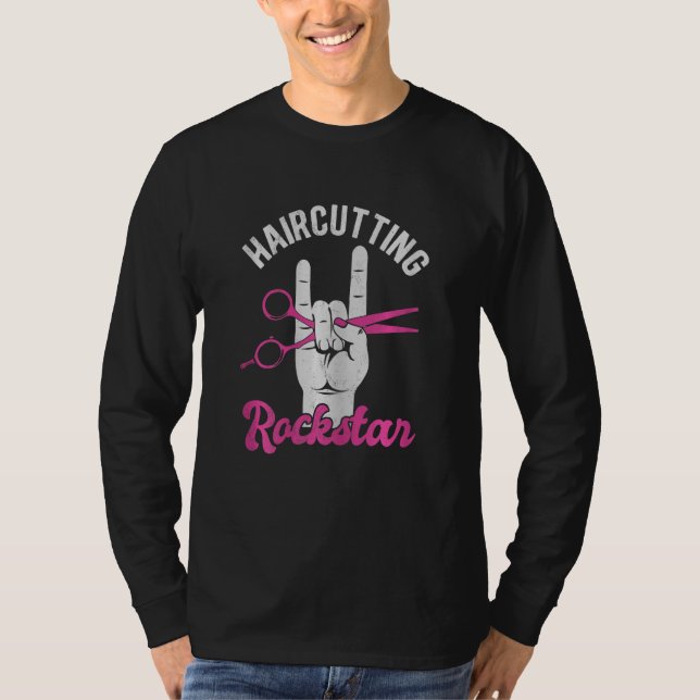 Womens Haircutting rockstar, female hairdresser, f T-Shirt (Front)