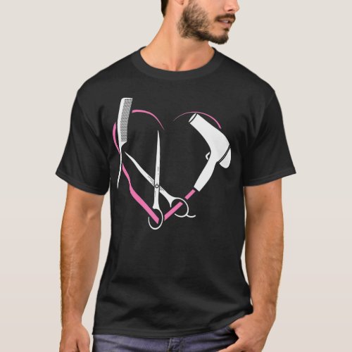 Womens Hairdresser Heart Love Gift Salon Hairstyli T_Shirt