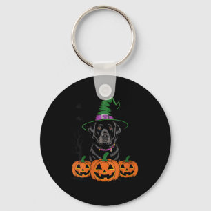 Womens Halloween Black Labrador Retriever Witch Keychain