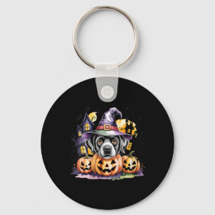 Womens Halloween Black Labrador Retriever Witch Keychain