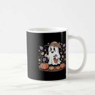 Womens Halloween Ghost In Garden Hat Planting Pump Coffee Mug