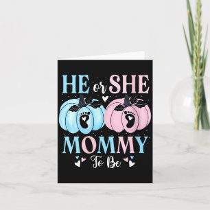 Womens Halloween Pumpkin Gender Reveal He Or She M Card