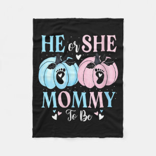 Womens Halloween Pumpkin Gender Reveal He Or She M Fleece Blanket