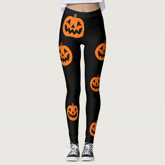 Women's Halloween Pumpkin Leggings (Front)