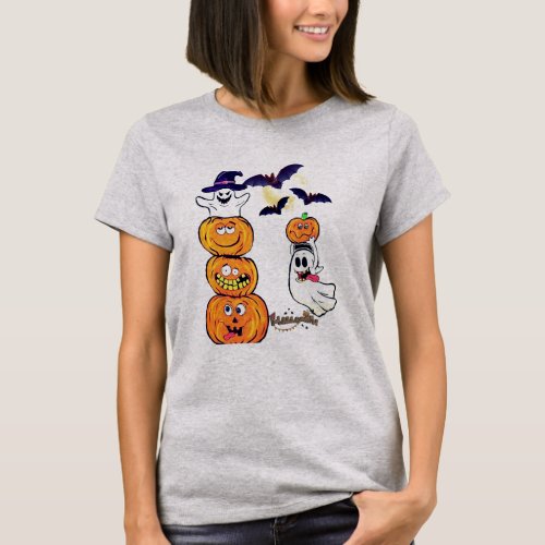 Womens Halloween pumpkin T_Shirt
