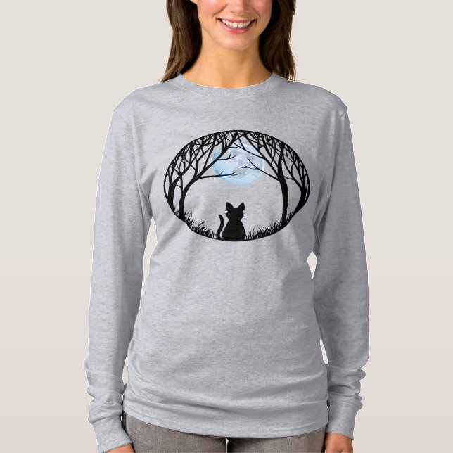 Women's Halloween Shirt Fat Cat Ladies Shirts (Front)