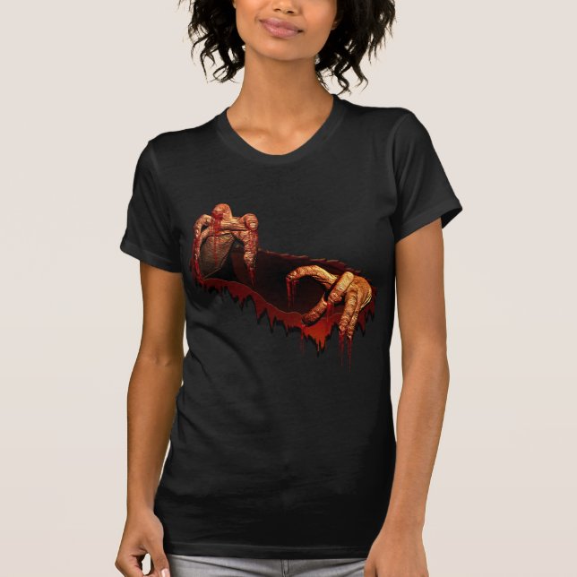 Women's Halloween Shirt Gory Zombie Ladies Shirt (Front)