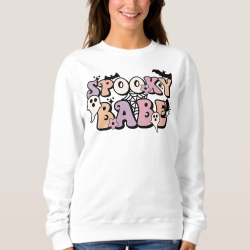 Womens Halloween Sweatshirt Spooky Babe Ghost