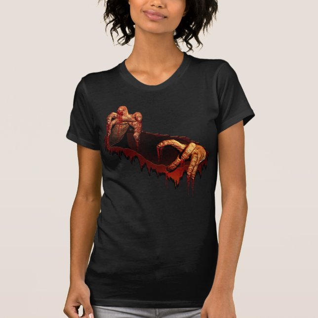 Women's Halloween T-Shirt Horror Zombie Undead Tee (Front)