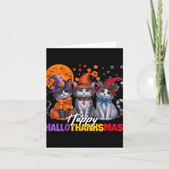 Womens Halloween Thanksgiving Christmas Happy Hall Card (Front)