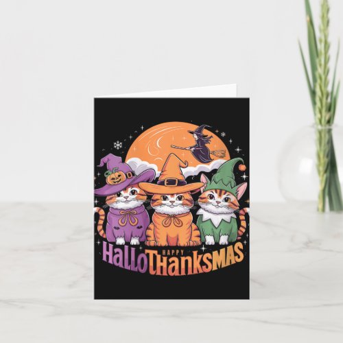 Womens Halloween Thanksgiving Christmas Happy Hall Card