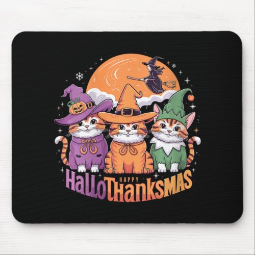 Womens Halloween Thanksgiving Christmas Happy Hall Mouse Pad