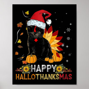 Womens Halloween Thanksgiving Christmas Happy Hall Poster