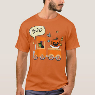 Womens Halloween Train Boo Funny Ghost Pumpkin Hal T-Shirt