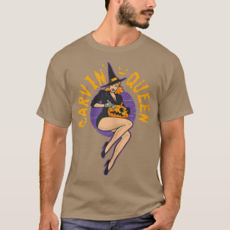Womens Halloween Witch Pumpkin Carvin' Queen  T-Shirt