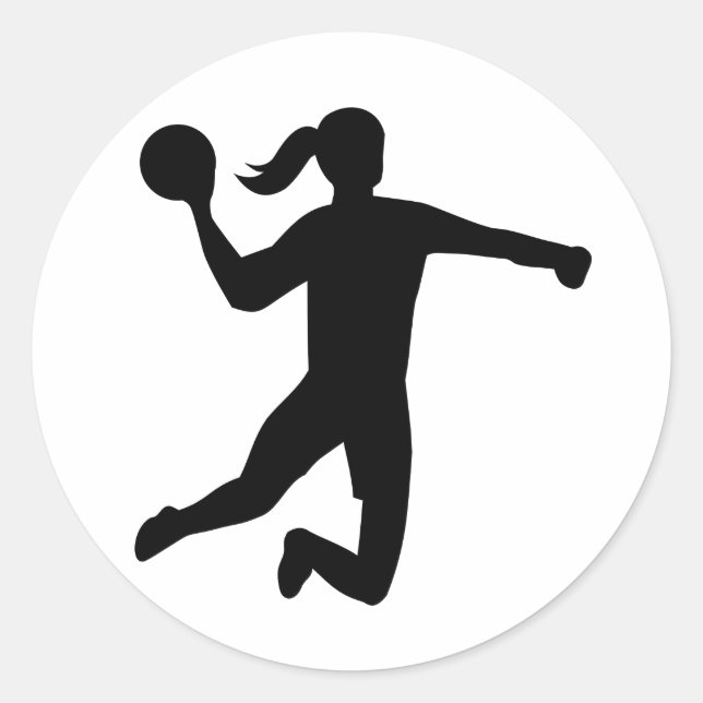 Womens handball classic round sticker (Front)