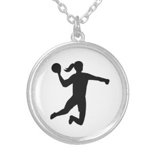 Womens handball silver plated necklace