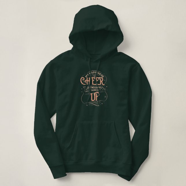 WOMEN'S HAPPINESS CHEER UP PULLOVER HOODIE  (Design Front)