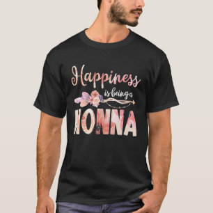 Womens Happiness is Being a Nonna Floral Mother's T-Shirt