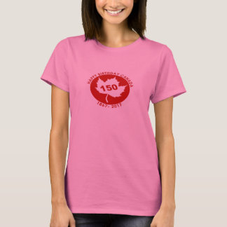 Womens Happy Birthday Canada Tshirt (white on red)