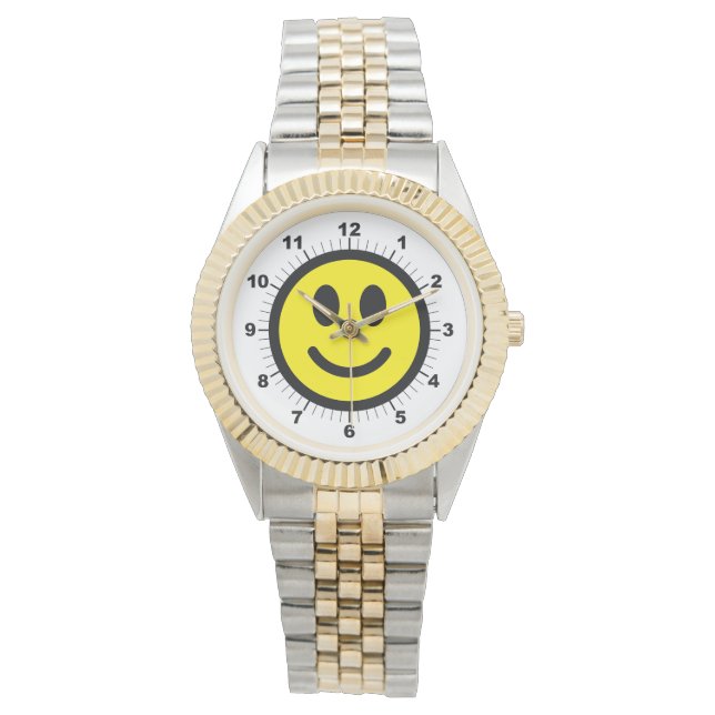 Women's Happy Face Two-Tone Bracelet Watch (Front)