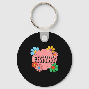 Womens Happy Friday Fri-yay Teacher School Meme V- Keychain