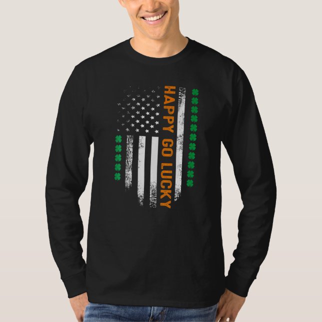 Womens Happy Go Lucky St Patrick's Day Shamrock Ir T-Shirt (Front)