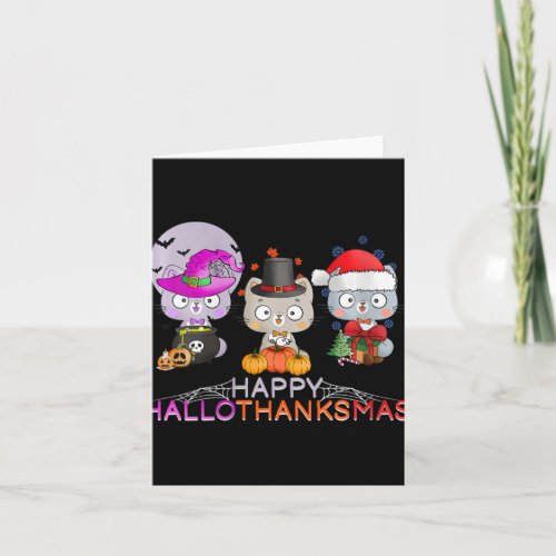 Womens Happy Hallothanksmas _ Halloween Thanksgivi Card