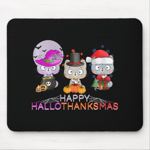 Womens Happy Hallothanksmas _ Halloween Thanksgivi Mouse Pad