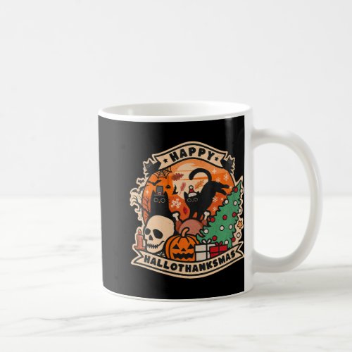 Womens Happy Hallothanksmas Halloween Thanksgiving Coffee Mug