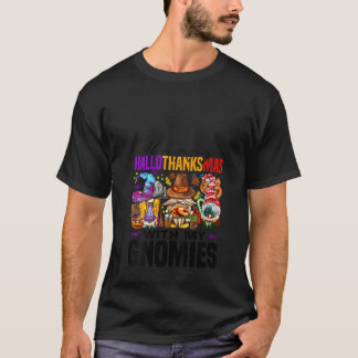 Womens Happy Hallothanksmas With My Gnomies Gnome T-Shirt