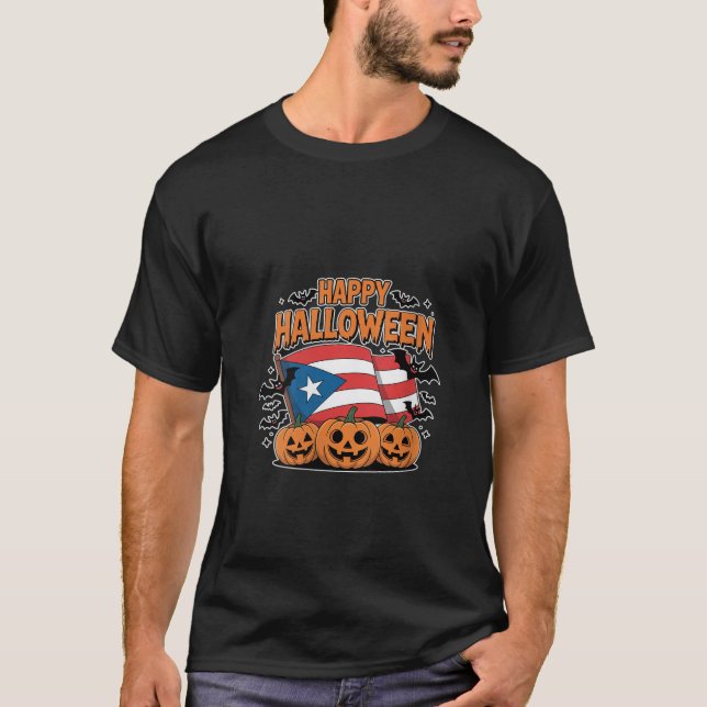 Womens Happy Halloween Puerto Rico Flag Boricua Pr T-Shirt (Front)