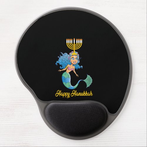 Womens Happy Hanukkah Menorah Mermaid Lover Funny Gel Mouse Pad