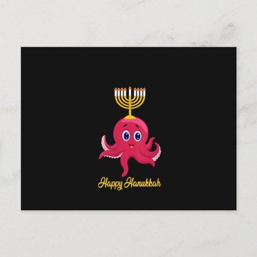 Womens Happy Hanukkah Menorah Octopus Lover Funny Postcard