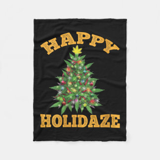 Womens Happy Holidaze Funny Weed Christmas Stoner Fleece Blanket