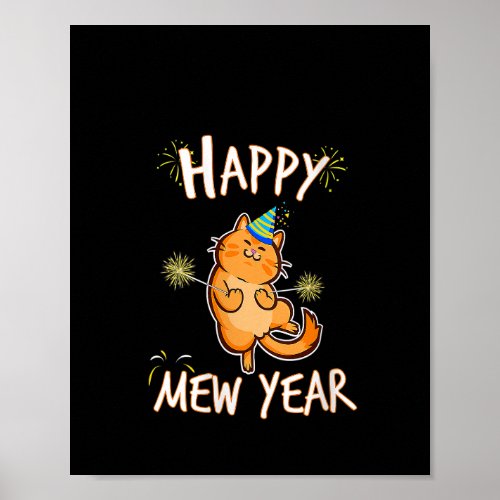 Womens Happy Mew Year 2023 Funny Cat New Years Eve Poster