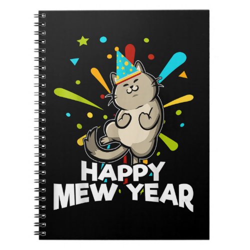 Womens Happy Mew Year 2023 Funny New Year Cat Love Notebook