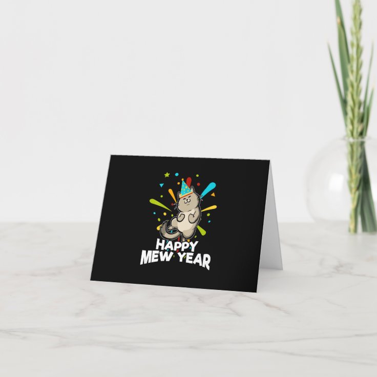 Womens Happy Mew Year 2023 Funny New Year Cat Love Thank You Card | Zazzle