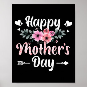 Womens happy mother's day with floral mom mommyWom Poster