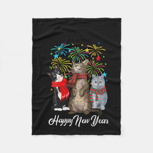 Womens Happy New Year Cat Happy Meow Year 2023 Kit Fleece Blanket