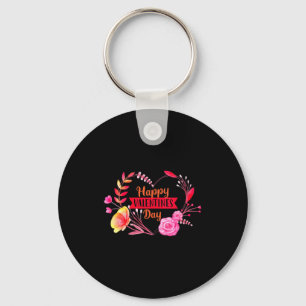 Womens Happy Valentines Day Cute Floral Heart V Ne Keychain