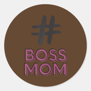 Womens Hashtag Boss Mom Influencers Women Classic Round Sticker