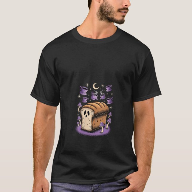 Womens Haunted Bread Spirit Surreal Toast With Mus T-Shirt (Front)
