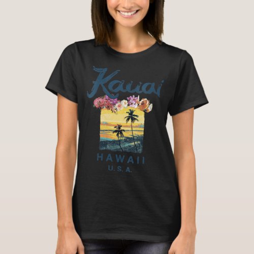 Womens Hawaii Kauai Vintage Hawaiian Surfing Retro T_Shirt