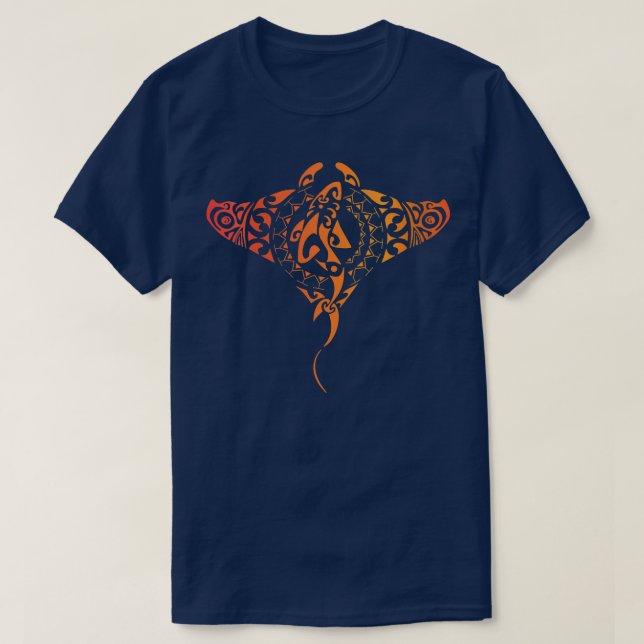 Womens Hawaii Tribal Manta Ray HawaiianShark Lover T-Shirt (Design Front)