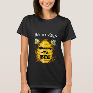 Womens He Or She Grammy To Bee Gender Baby Reveal T-Shirt