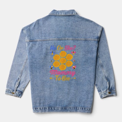 Womens He Or She Mommy To Bee  Mummy To Be Gender  Denim Jacket